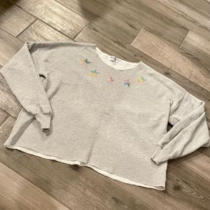 Wildfox Light Gray Cut out Stars Sweatshirt